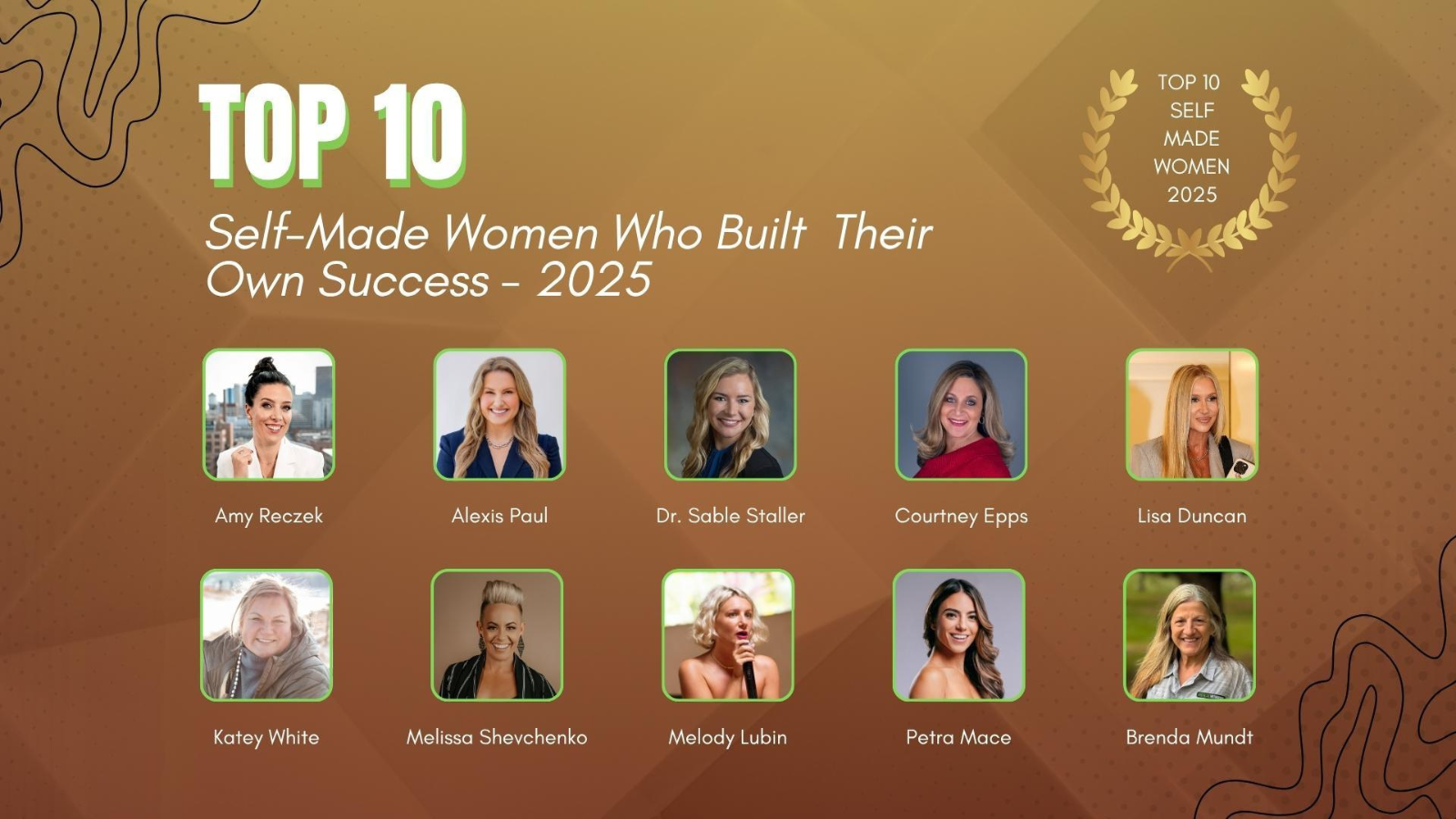 Amy Reczek featured among the Top 10 Self-Made Women Who Built Their Own Success for 2025.